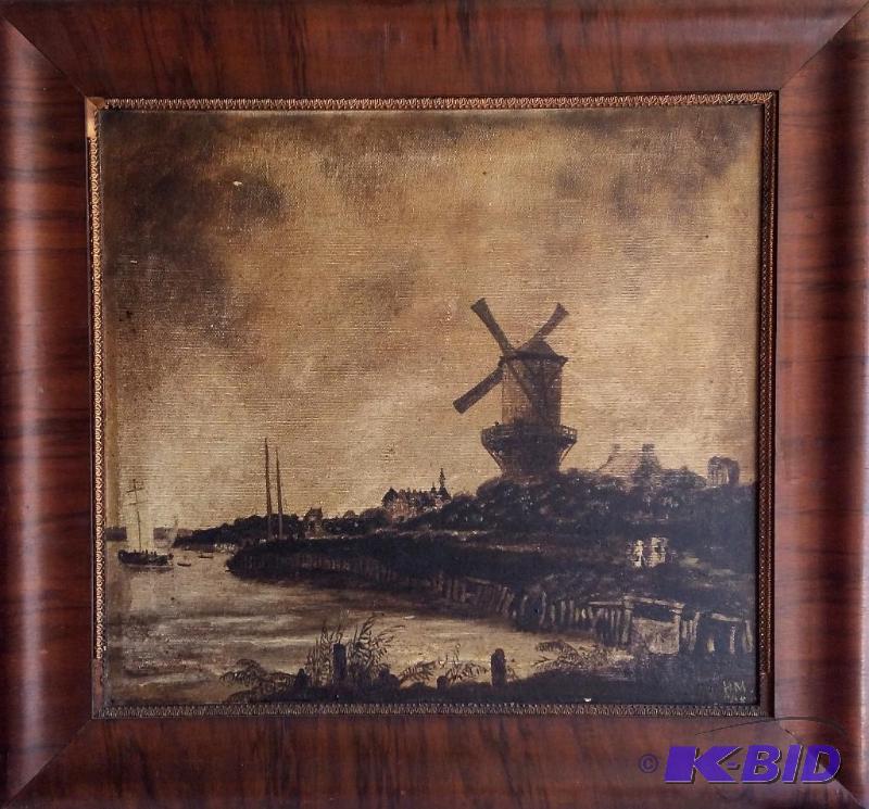 Original Antique Oil painting DUTCH In the original tiger oak Frame