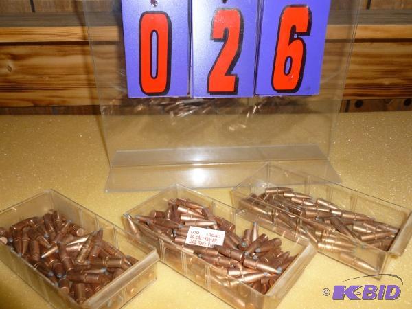 lot 26 image: Jacketed .30 rifle bullets for reloading. 3 c...