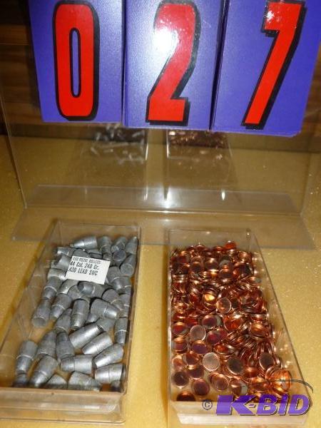 lot 27 image: 2 bins of .44 lead bullets and misc as shown....