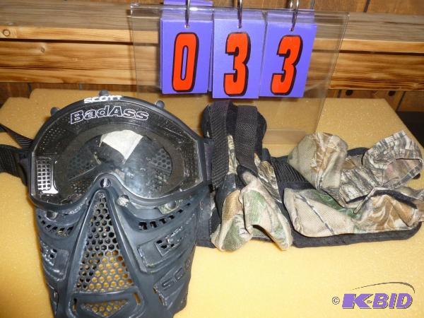 lot 33 image: Paintball mask and bottle carrier as shown. T...