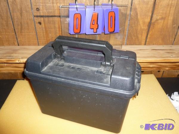 lot 40 image: Plastic ammo box. As shown. with top compartm...
