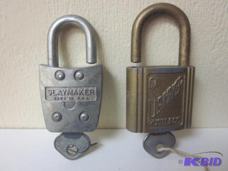 lot 17 image: Pair of vintage Slaymaker pad locks with keys...