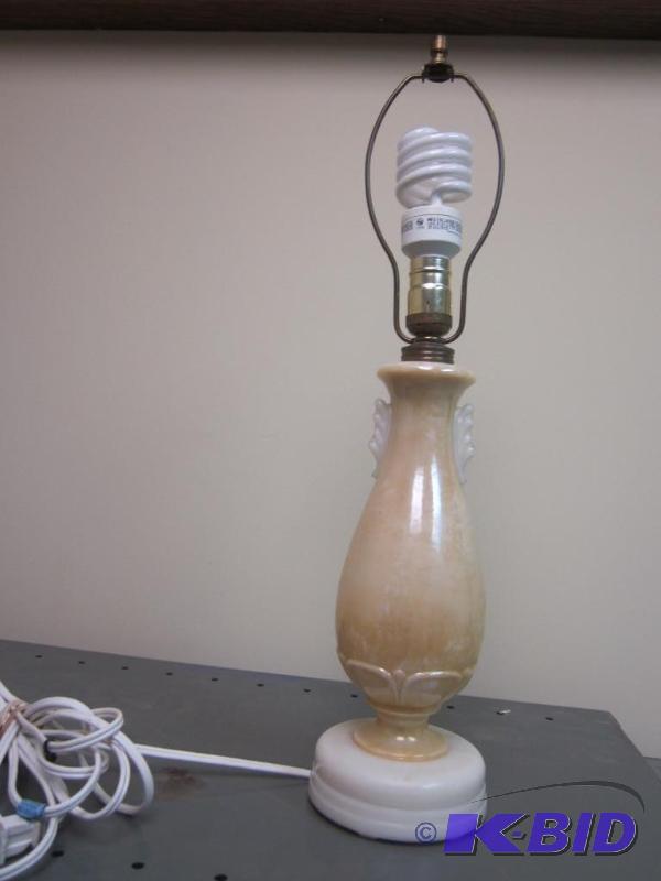 lot 27 image: Vintage alabaster Art Deco lamp that has been...