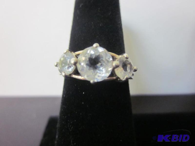 lot 3 image: Sterling Silver womans (3) stone ring, stone...