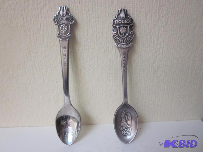 lot 33 image: Pair of Rolex silver spoons, possible sterlin...