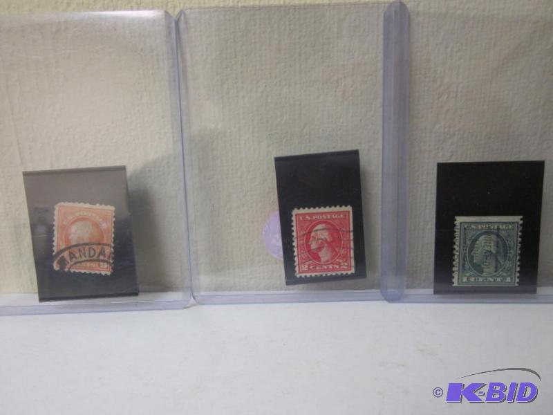 lot 59 image: Lot of (3) old stamps, book value of $12.  &...