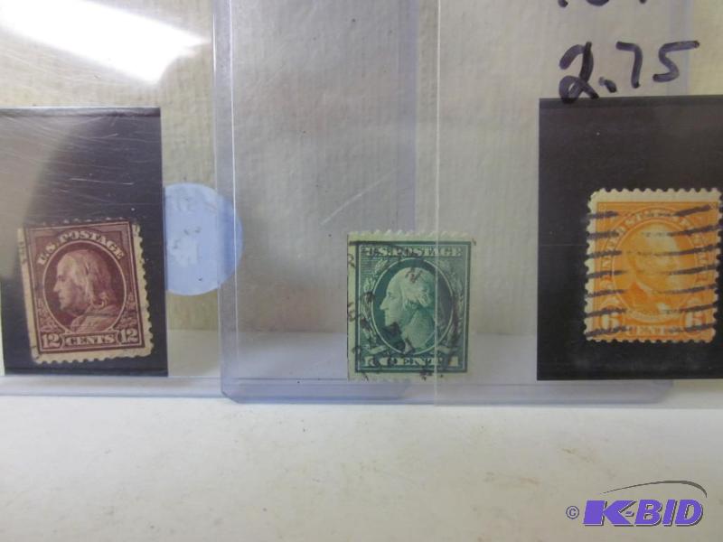lot 63 image: Lot of (3) old stamps.      ...