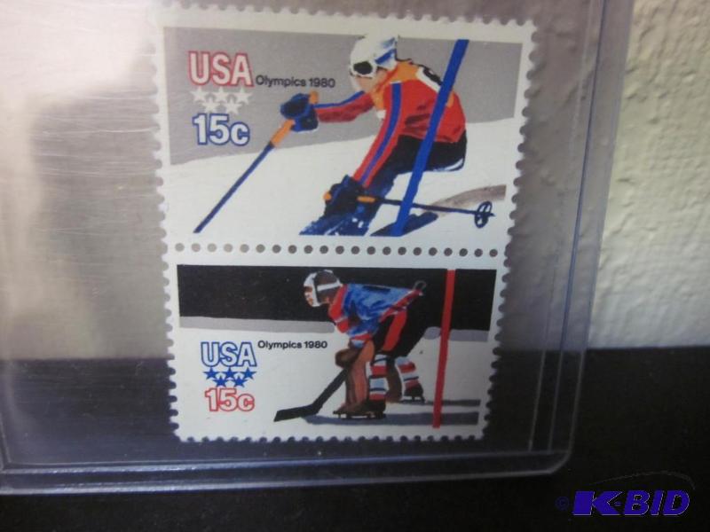 lot 64 image: Line pair 1796A 1798A 1980 US Olympic US Stam...