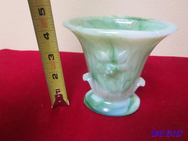 lot 74 image: 5 inch slage glass vase.      ...