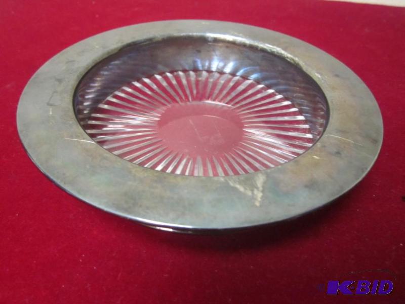 lot 93 image: Glass ash tray with metal surround, signed Po...