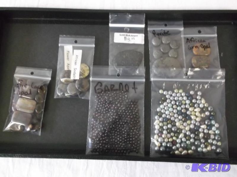 Garnet beads, Fire lace opal, Pyrite, African...
