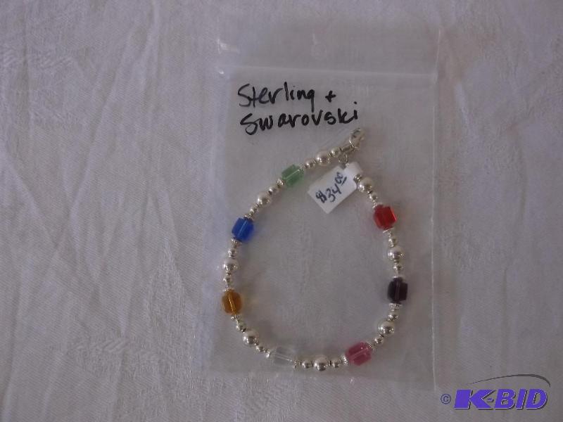 Sterling silver &amp Swarovski squares brace...