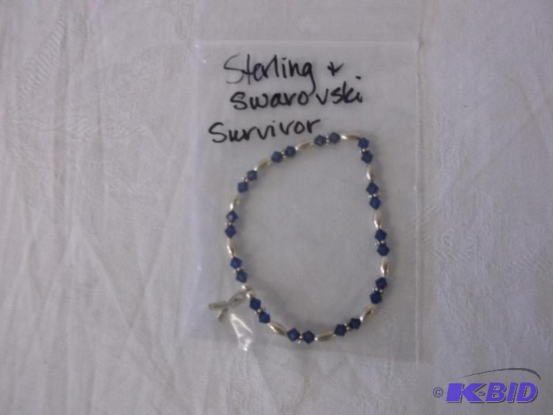 Sterling silver &amp Blue Swarovski Cancer B...