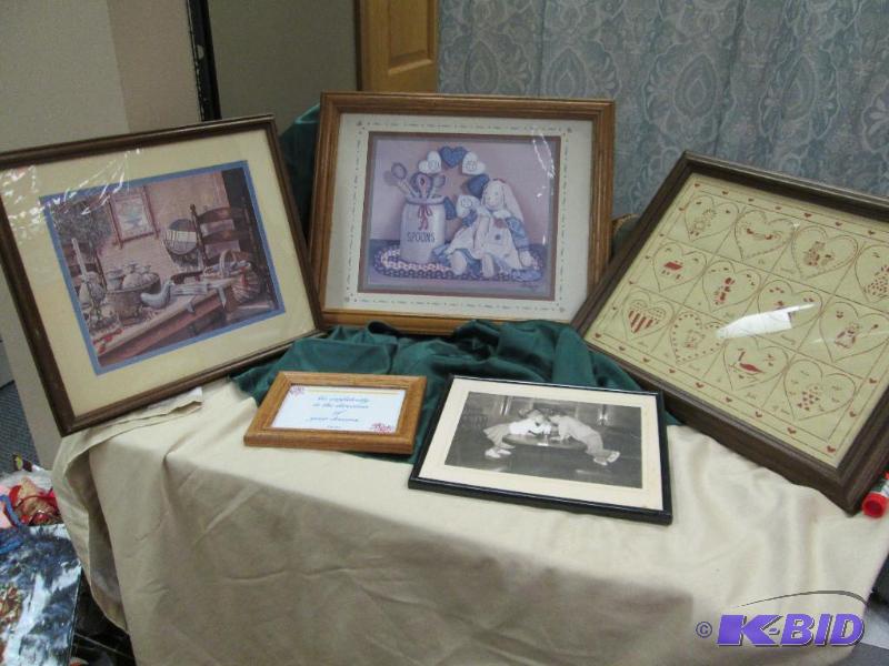 Qty 5 picture that are framed one with a bunn...