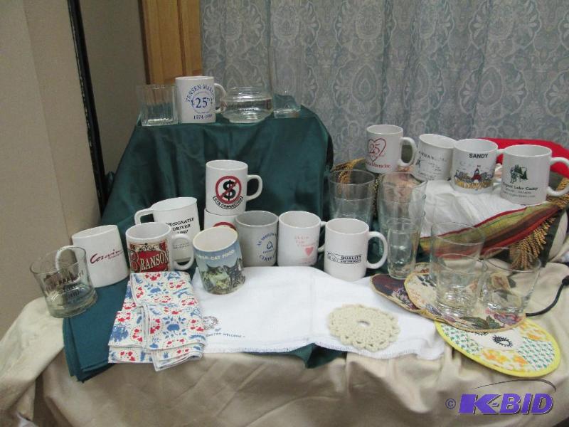 Assortment of coffee cups, drinking cups, clo...