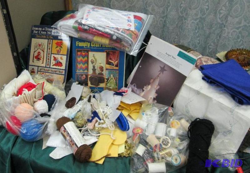 Assortment of lettering, thread, craft books,...
