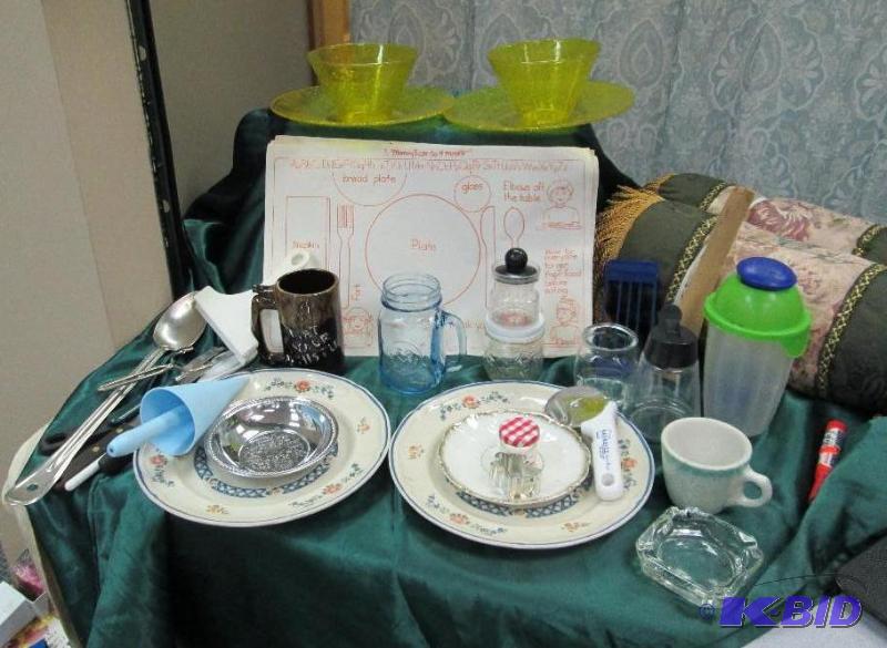 Yellow bowls and plates, Place mats to help c...