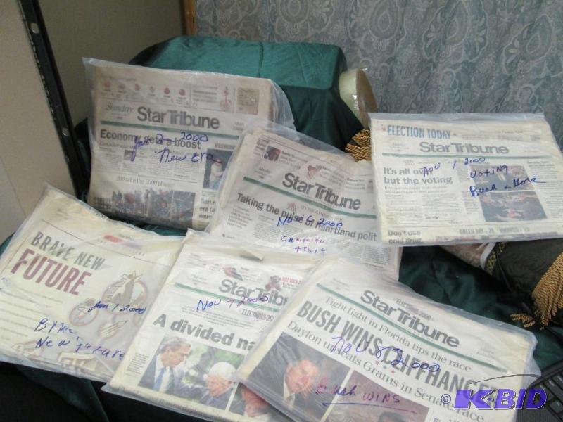Star and Tribune papers from 2000, Voting Bus...