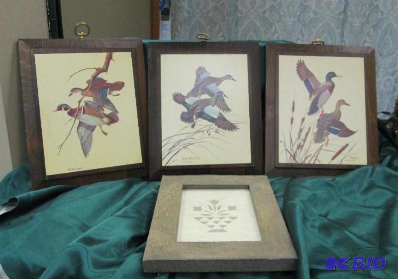 Qty 4 one with wood duck, Blue wing teal, mal...