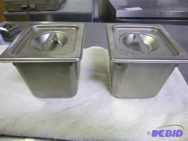 lot 24 image: Two Stainless Steel Pans with Lids Sixth size...