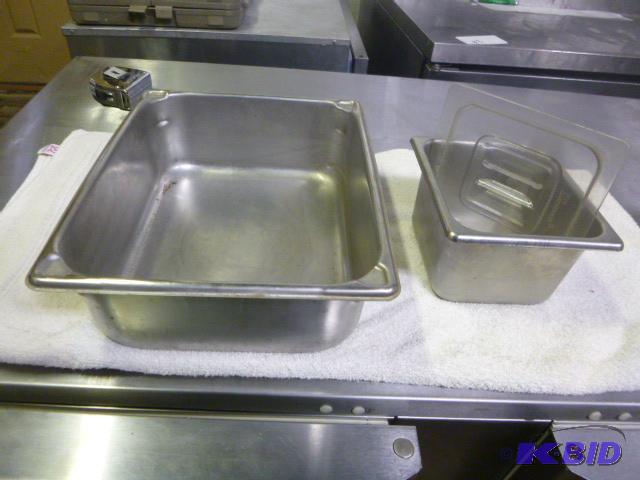 lot 26 image: Two Stainless Steel Pans One half size, one s...