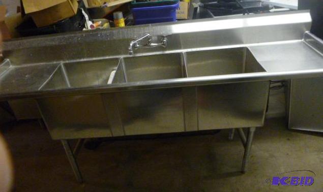 lot 7 image: 3 Bay Sink with Faucet NSF approved, 42"...