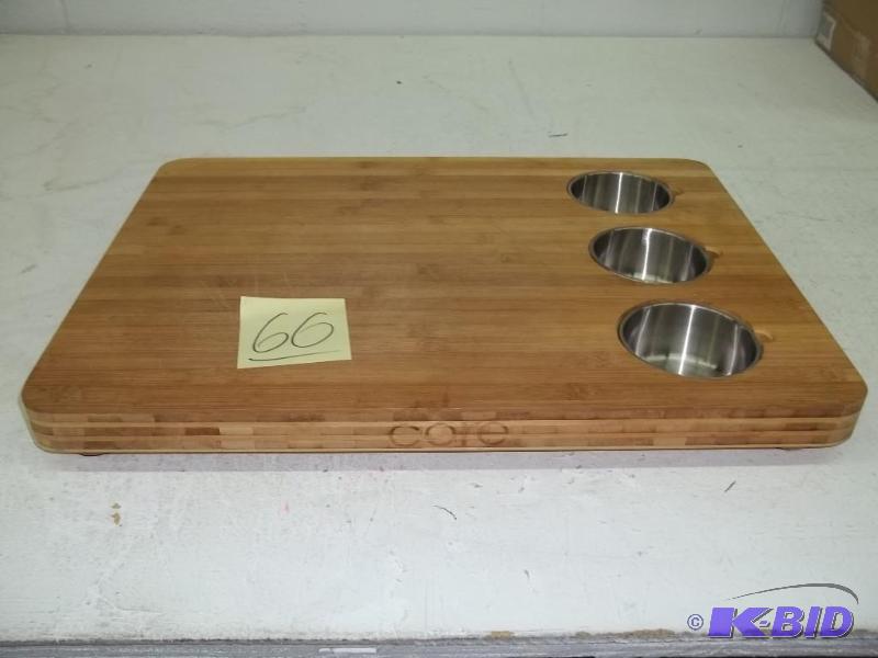 Core Bamboo Pro Chef Butchers Block with Prep Bowls, Natural