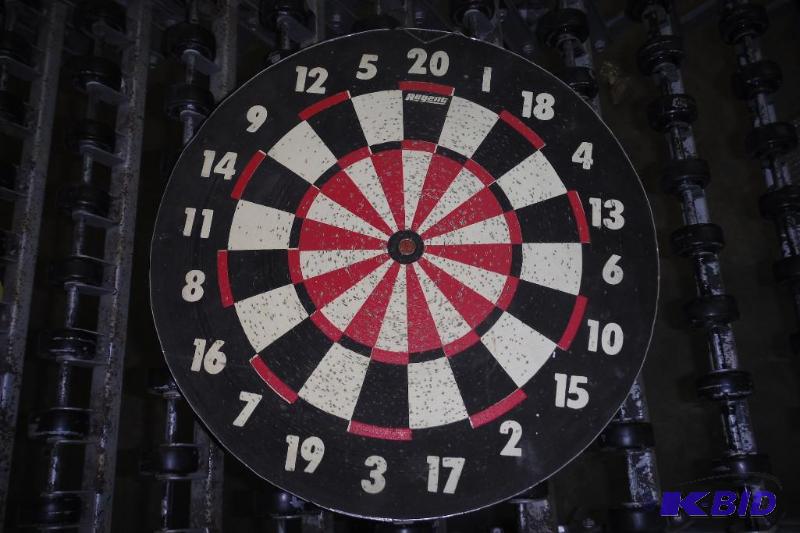 Used cork dart board w dart baseball game on back