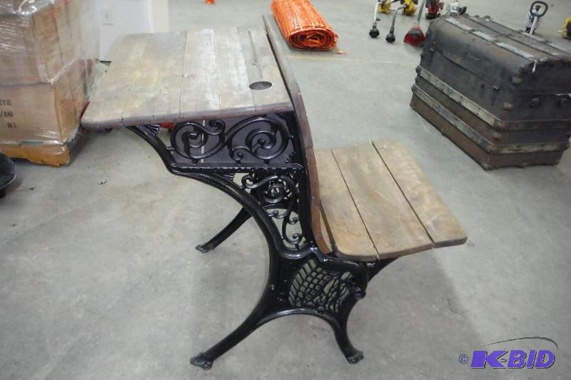 Vintage school desk and chair front
