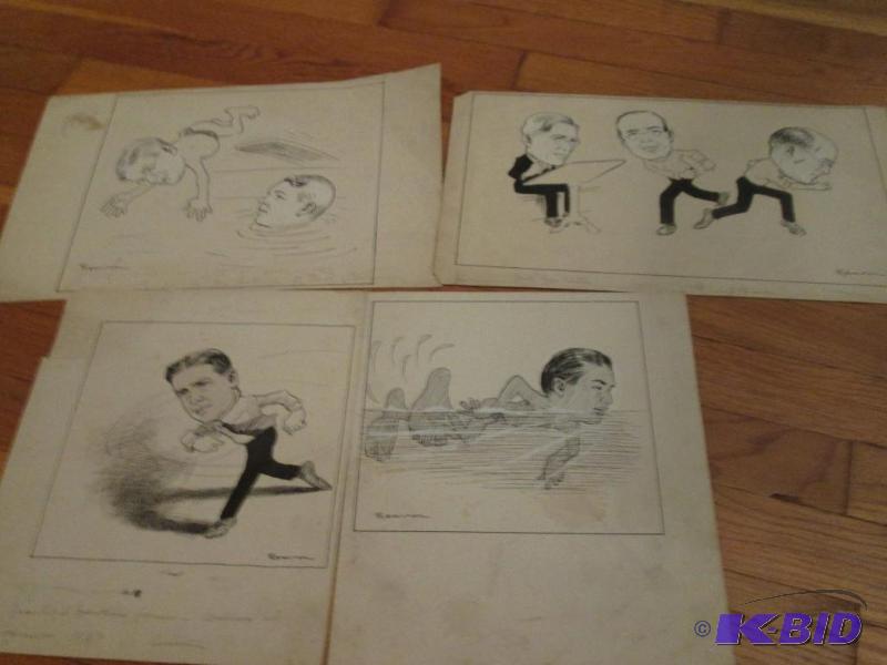 mixed lot of men cartoon sketches...
