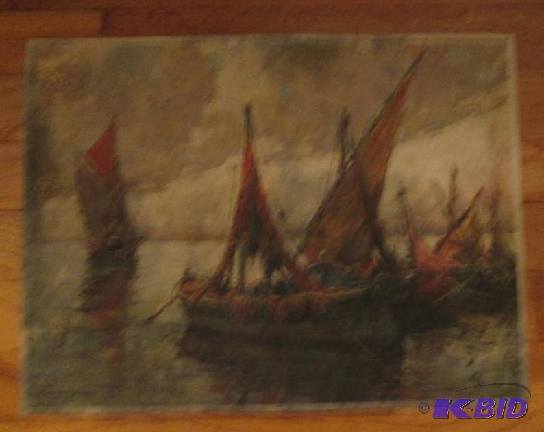 war boats in water painting 12in x 16in...