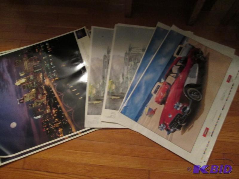 mixed lot of cars, and city sene posters...