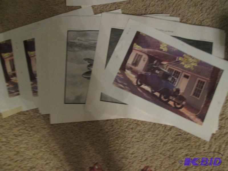 mixed lot of cars, and airplane posters...
