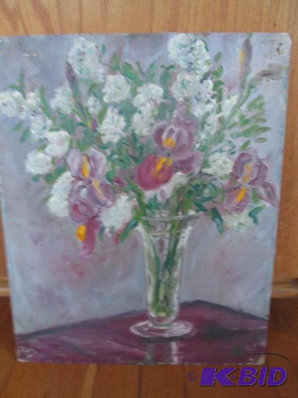 flowers in a vase, looks original, 16in x 13i...