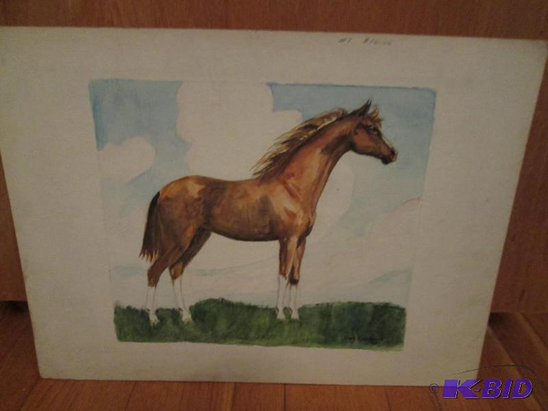 horse standing on hill looking out, orginal l...