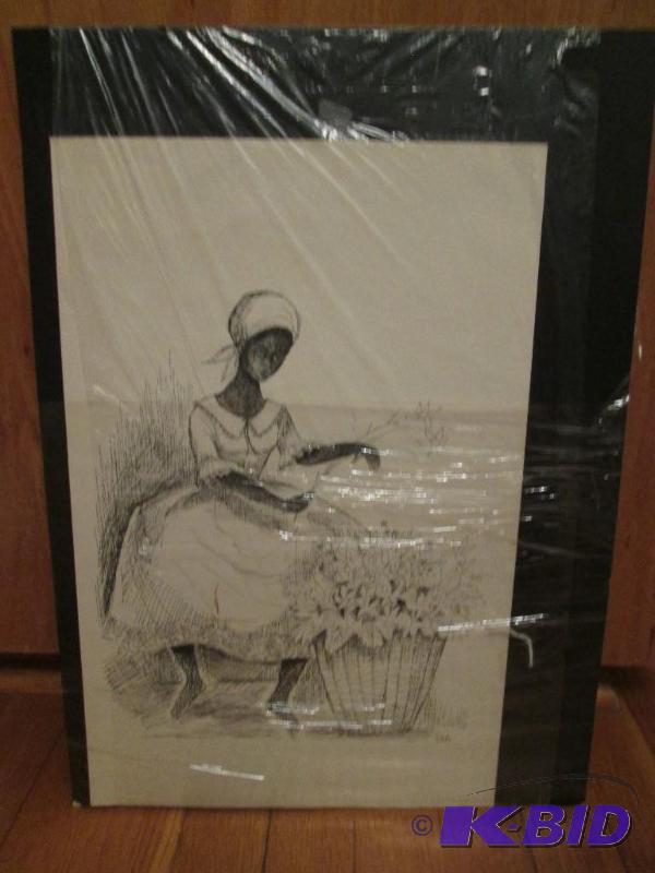 woman picking flowers 19 in x 14in...