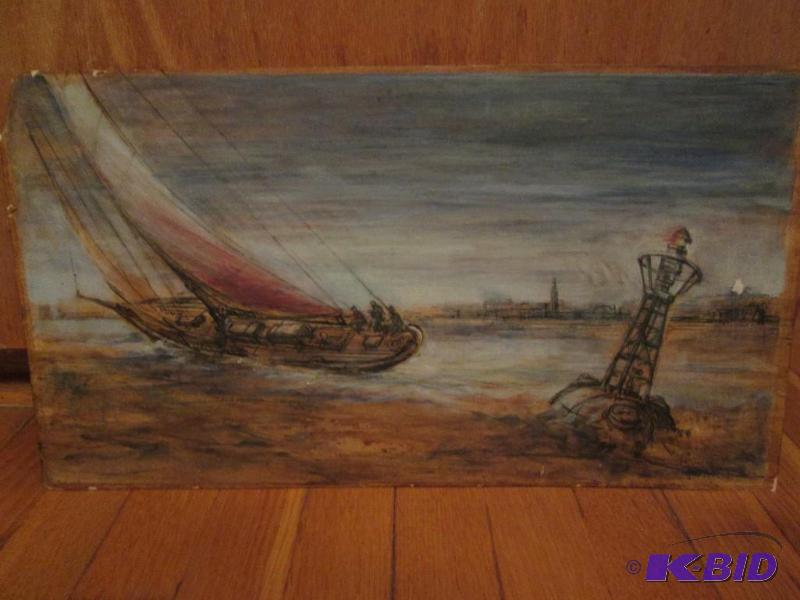 original looking ship sailing into harbor , 9...