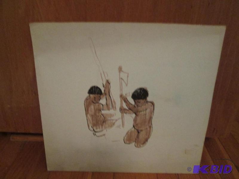double sided sketch of people, 16in x 15in...