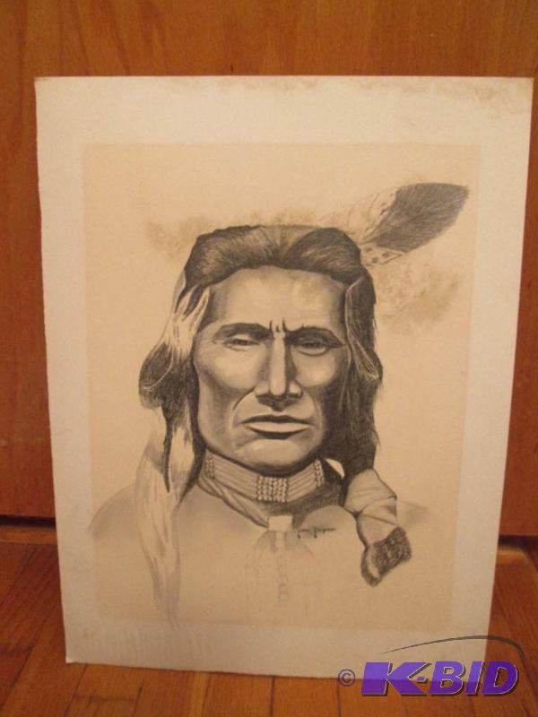 Galen Propeau Indian chief portrait 20in x 15...