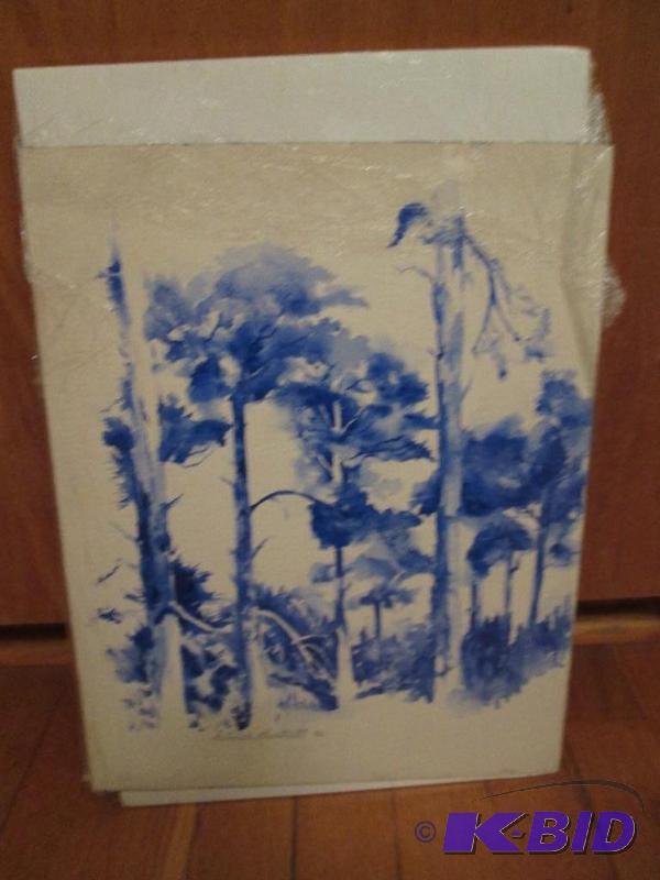 original looking watercolor painting of fores...