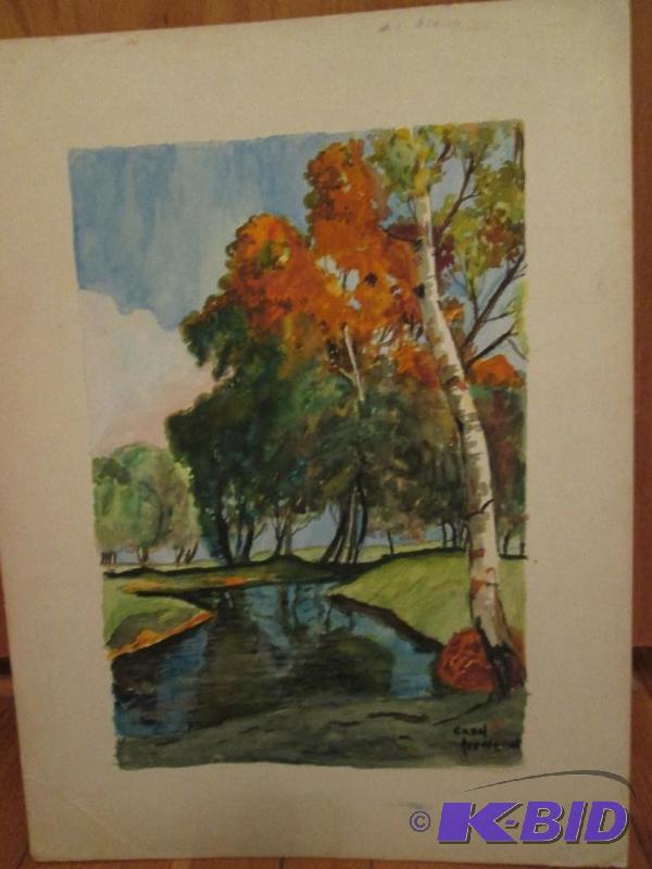 orginal looking watercolor painting of a rive...