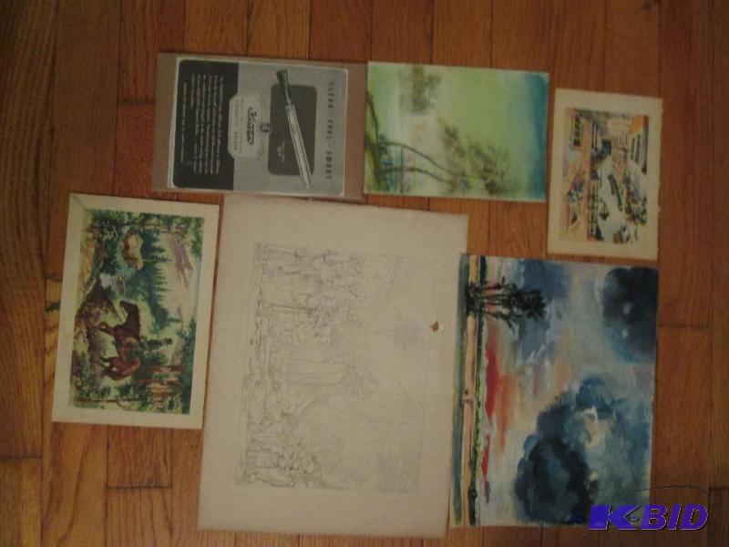 mixed lot of watercolor, sketch and pictures...
