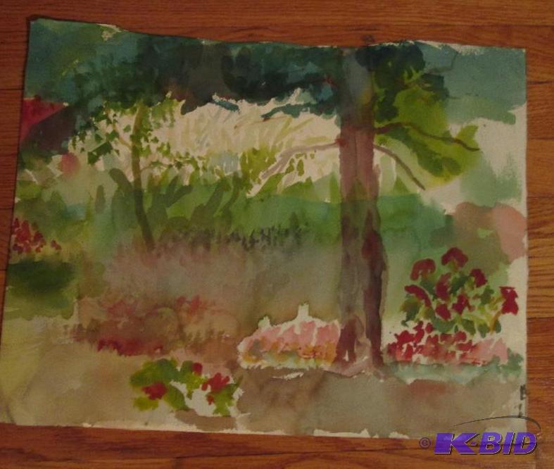 orginal looking apple tree painting, 14  x 19...