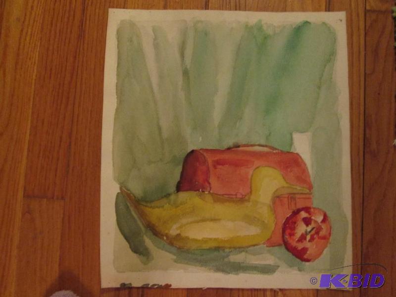 lunch painting wit hduck and apple. 15In x 13...
