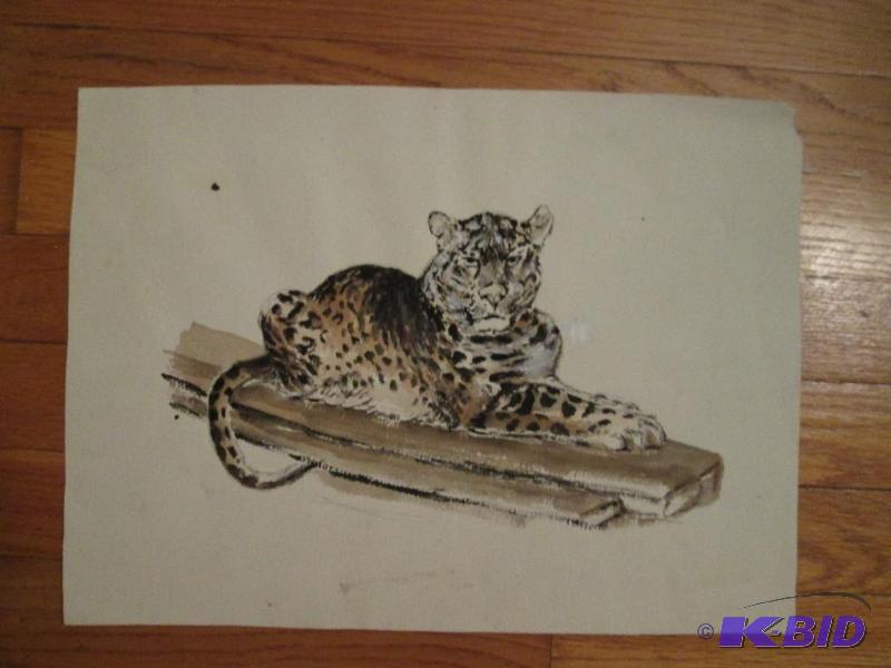 double sided leopard painting and geese flyin...
