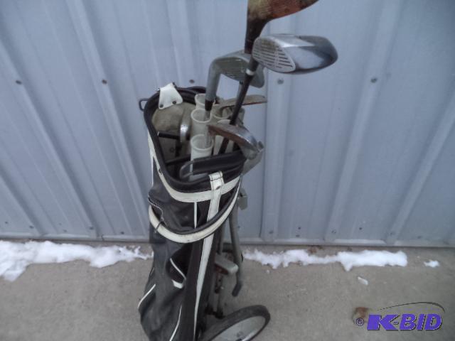 lot 119 image: Golf Bag, Cart, Clubs