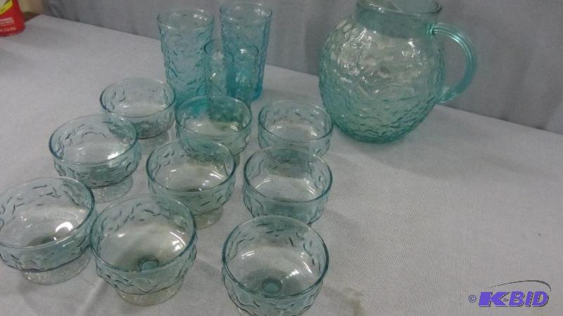 lot 175 image: Blue Pitcher, Glasses