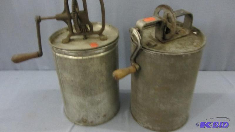 lot 176 image: Vintage Tin Butter Churns