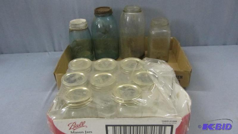 lot 210 image: Vintage Blue & Canning Jars