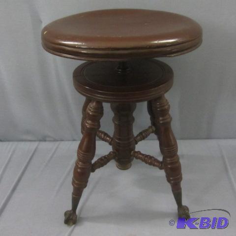 lot 3 image: Antique Organ Stool